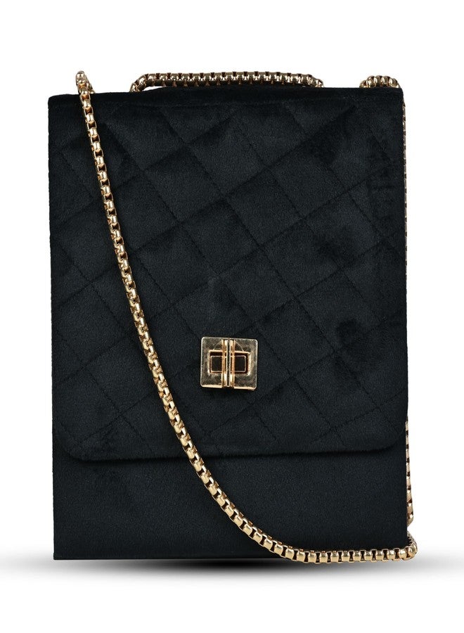 MARKQUES Black Quilted Sling Bag For Womens - Image 1